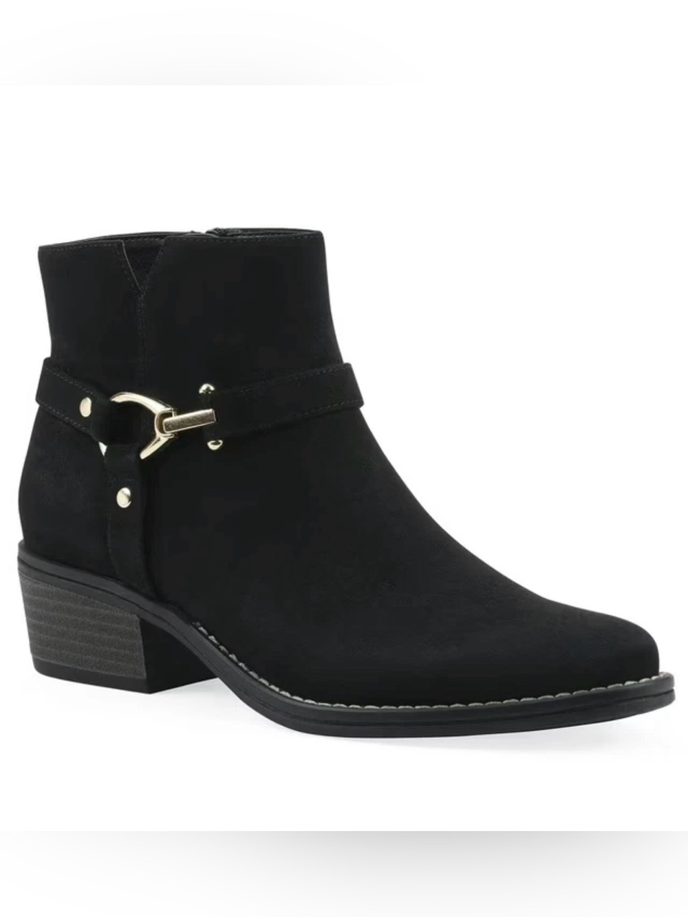 White Mountain Women's Ankle Boot Size 9 Black Faux Suede Easy zip-up closure